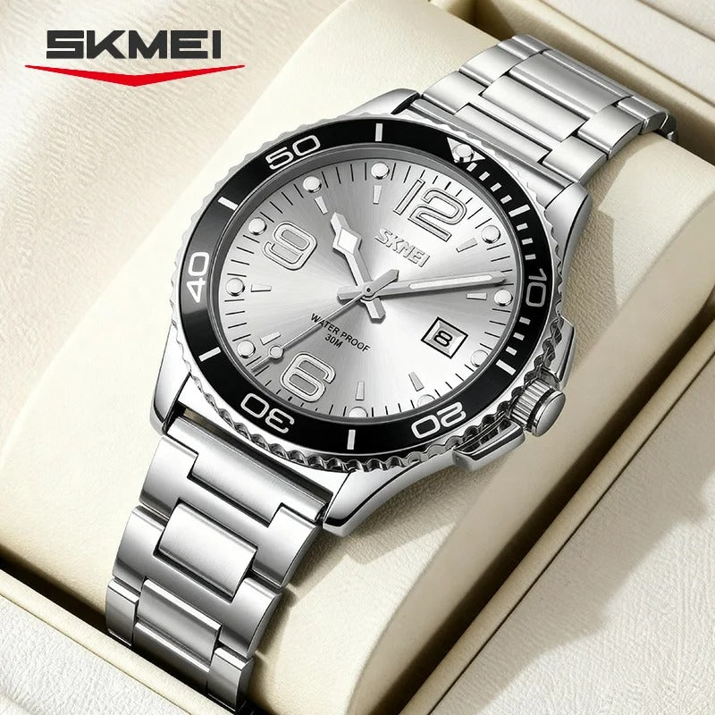 Skmei – 9278 – Luxury Stainless Steel Quartz Watch – Silver image 1