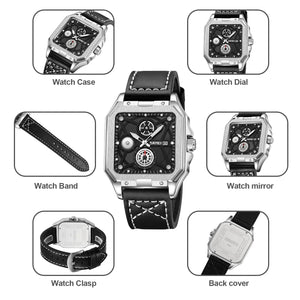 SKMEI - 9330 - Premium Down Second Square Dial Watch - silver/black image 3