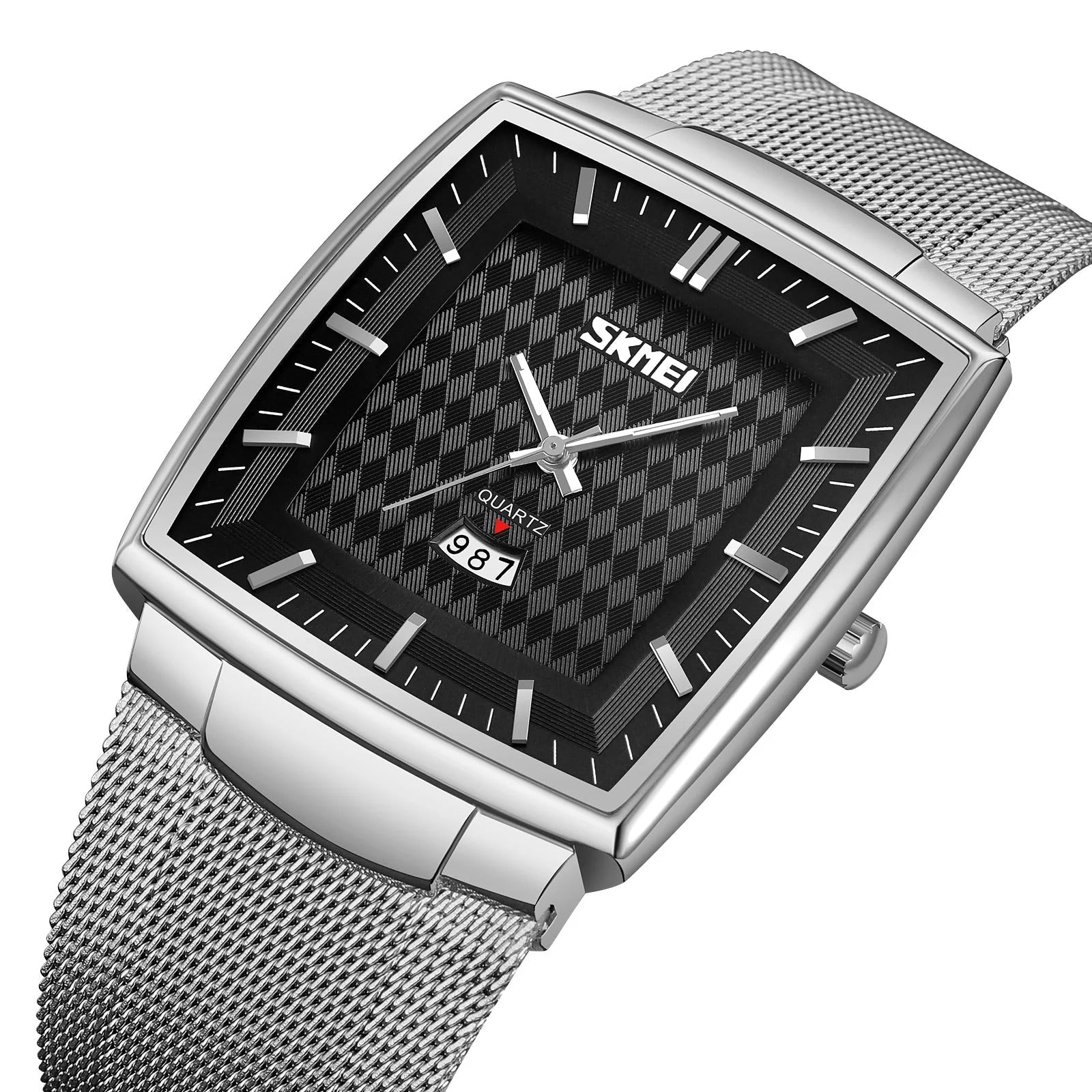 SKMEI - 9311 - Elegant Square Quartz Mesh Edition Watch - silver/black image 5
