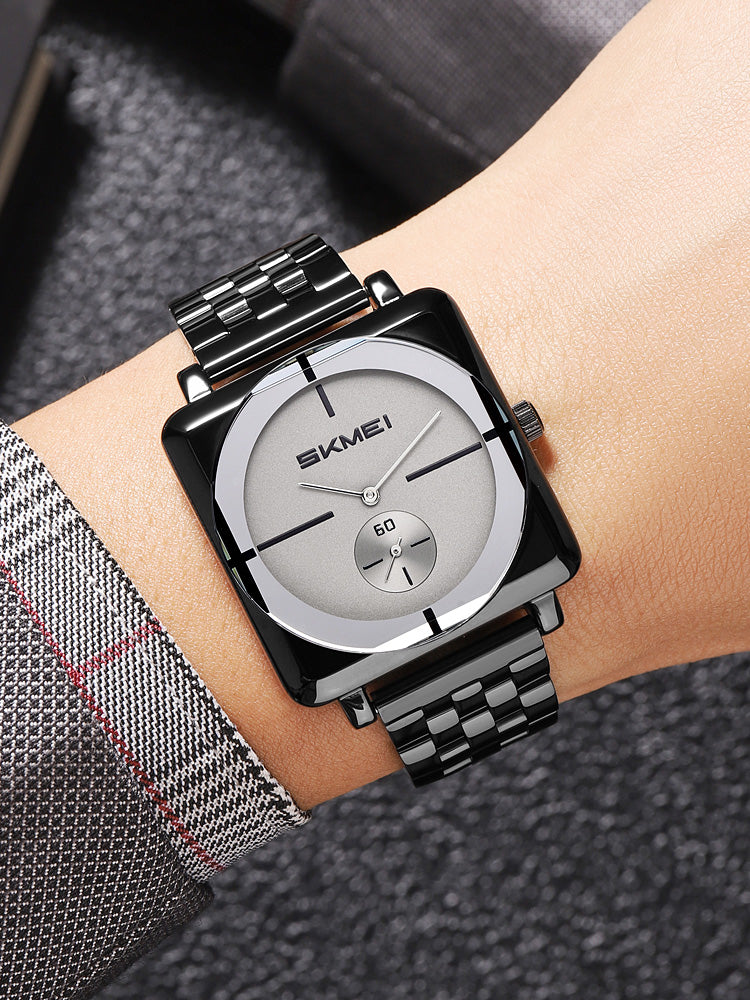 Skmei - 2413 - Minimal Elegant Square Design - Black/Titanium image 2