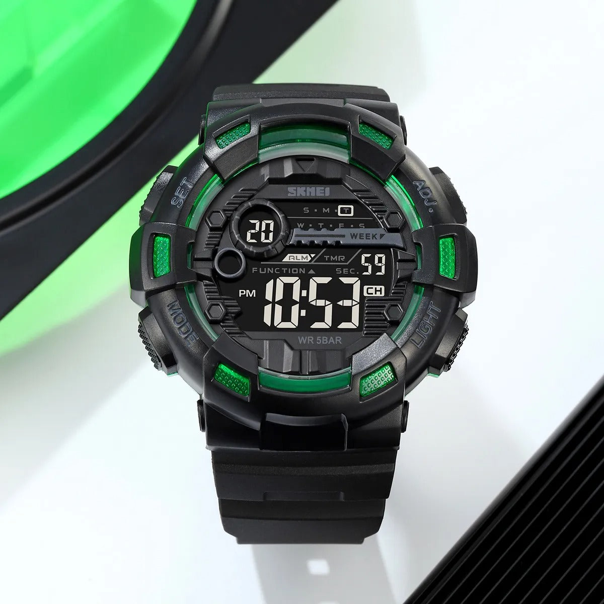 Skmei - 2110 - Advanced Digital Functions Watch - Black/green transparent image 1