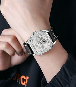SKMEI - 9330 - Premium Down Second Square Dial Watch - silver/silver image 3