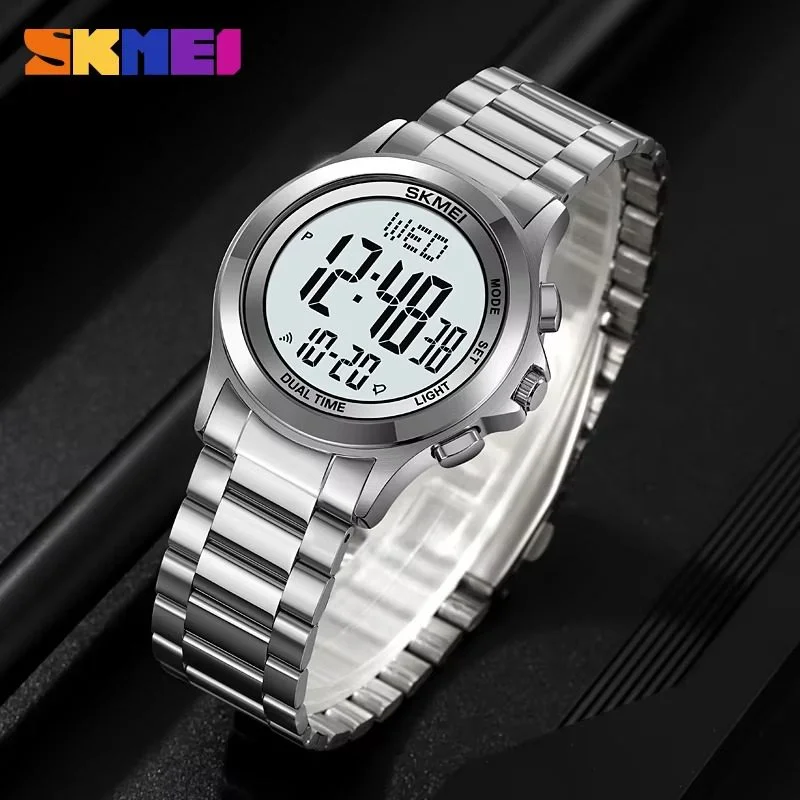 2271-3 Skmei - 2271 - Digital Dual Time Men's Stainless Steel Watch - Silver - Image 2
