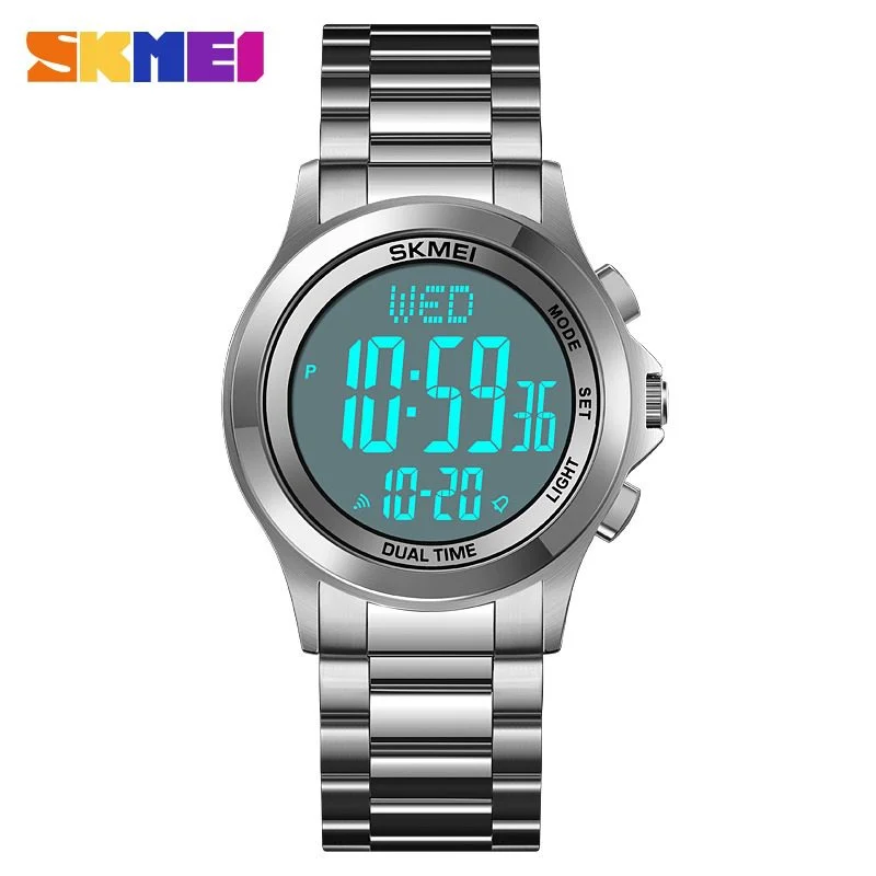 2271-4 Skmei - 2271 - Digital Dual Time Men's Stainless Steel Watch - Silver - Image 4