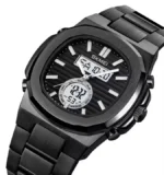 Skmei - 2279 - Dual Time Stainless Steel Watch - Black/Black - Image 2