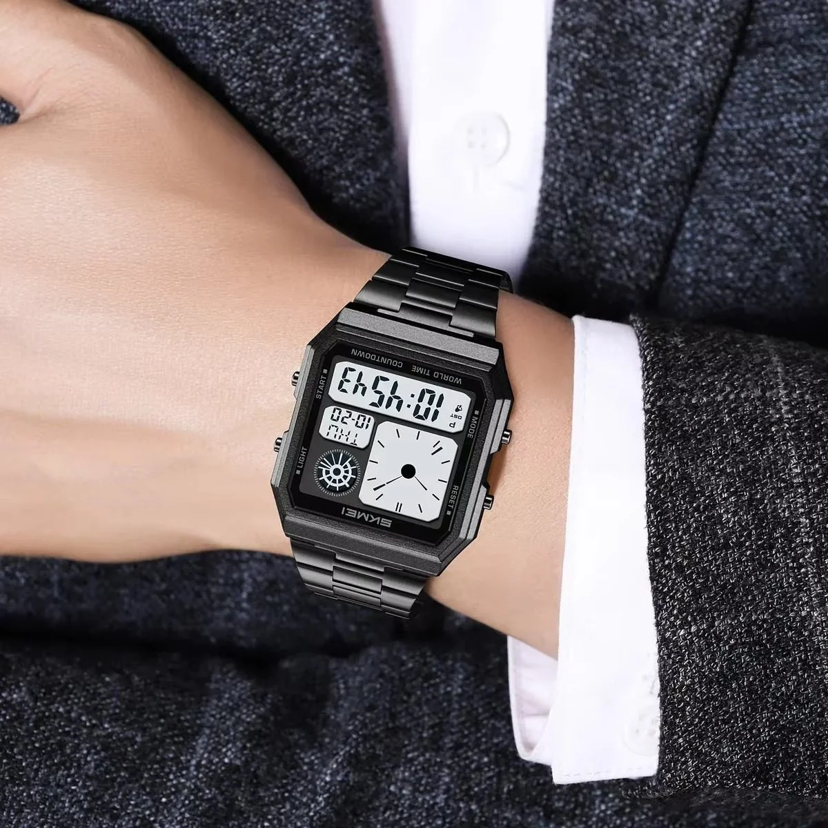 2353-7 Skmei - 2353 - Digital World Electronic Watch - Black/White - Image 3