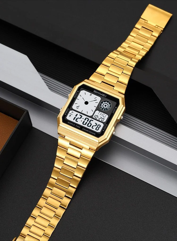 2353-8 Skmei - 2353 - Digital World Electronic Watch - Gold - Image 2