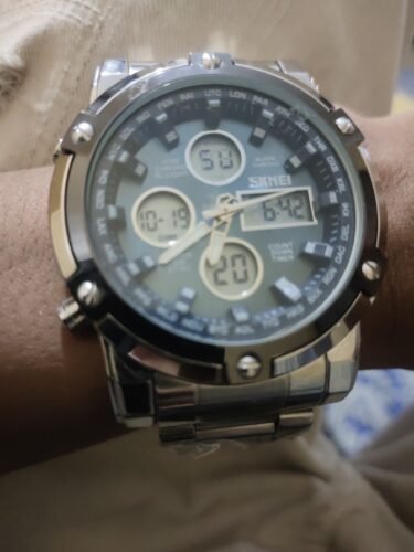 Skmei - 1389 - Dual Display Waterproof Business Watch - Blue/White photo review