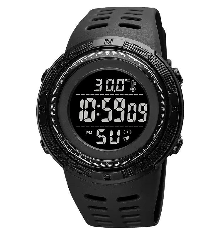 1681 (5) SKMEI - 1681 - Digital Temperature Watch - Black/Black - Image 2