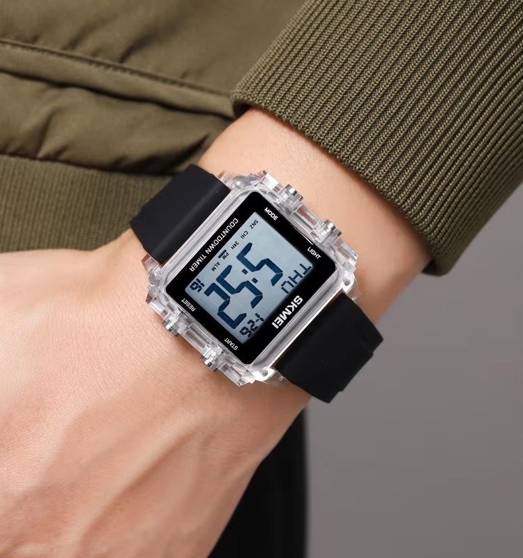 2320 (8) Skmei - 2320 - Digital Countdown Sports Watch - White/Transparent-Black - Image 4