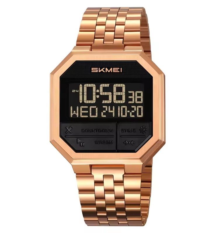 2350 (9) Skmei - 2350 - Digital MultifunctionalSports Watch with Dual Time - Rosegold - Image 2