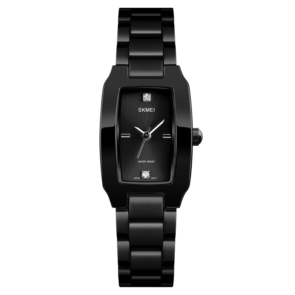 1400 (12) SKMEI - 1400 - Women Stainless Steel Rectangle Dial Elegant Watch - black - Image 1
