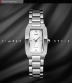 SKMEI - 1400 - Women Stainless Steel Rectangle Dial Elegant Watch - silver - Image 3