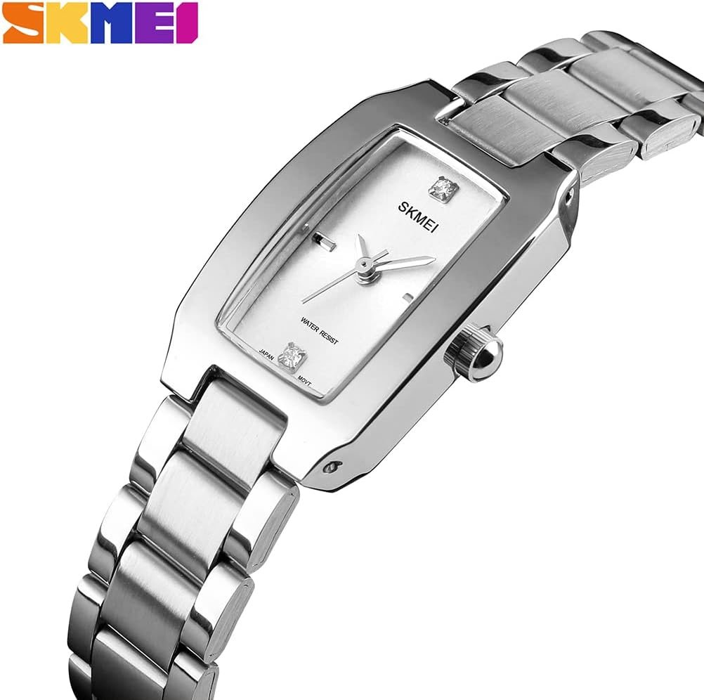 1400 (2) SKMEI - 1400 - Women Stainless Steel Rectangle Dial Elegant Watch - silver - Image 1