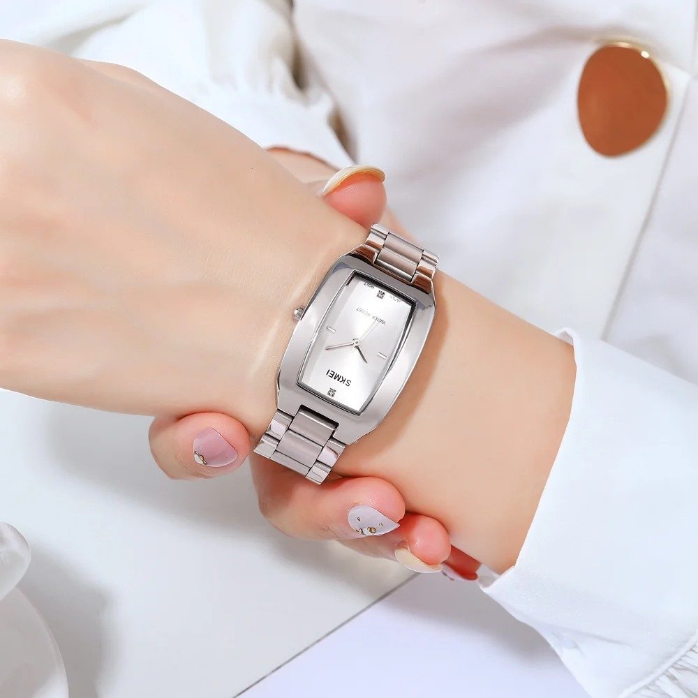 1400 (20) SKMEI - 1400 - Women Stainless Steel Rectangle Dial Elegant Watch - silver - Image 4