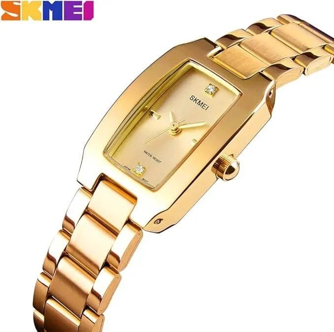 1400 (4) SKMEI - 1400 - Women Stainless Steel Rectangle Dial Elegant Watch - gold - Image 1