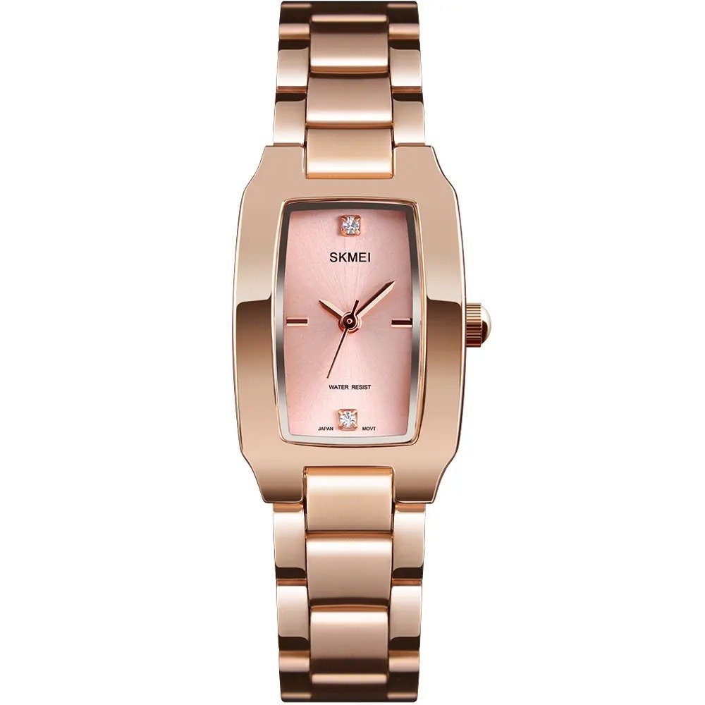 1400 (9) SKMEI - 1400 - Women Stainless Steel Rectangle Dial Elegant Watch - rose gold - Image 4