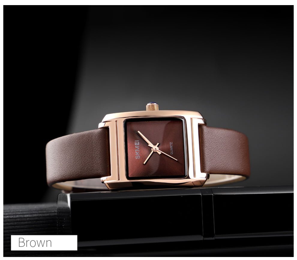 14323 (3) SKMEI - 1432 - Women Luxury Leather Quartz Watch - BROWN - Image 3