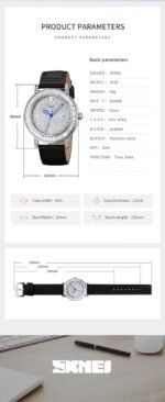 SKMEI - 1953 - Women Luxury Embossed Stone Diamond Quartz - Black - Image 10