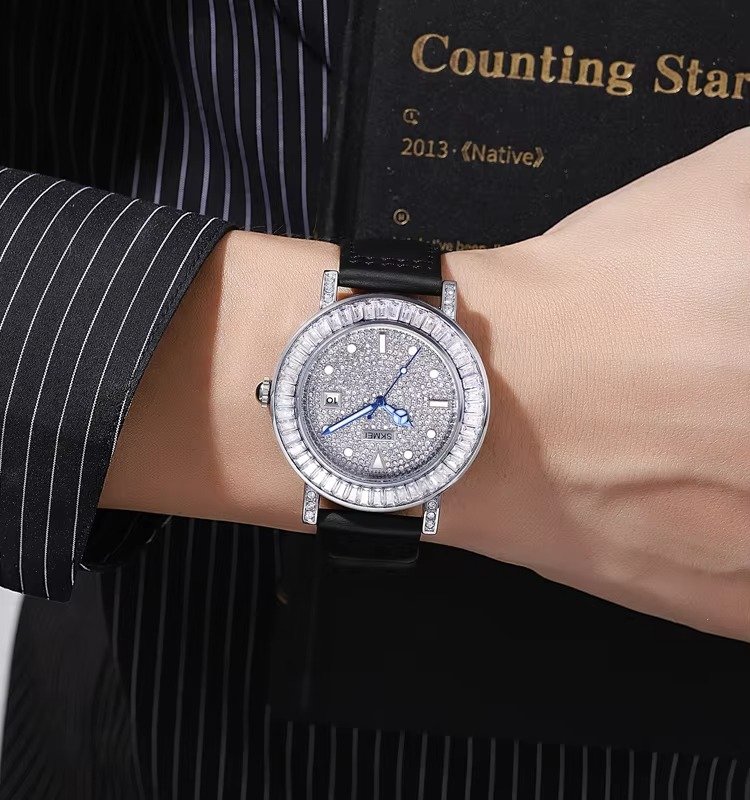 1953 (2) SKMEI - 1953 - Women Luxury Embossed Stone Diamond Quartz - Black - Image 9