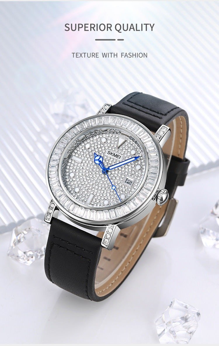 1953 (9) SKMEI - 1953 - Women Luxury Embossed Stone Diamond Quartz - Black - Image 5