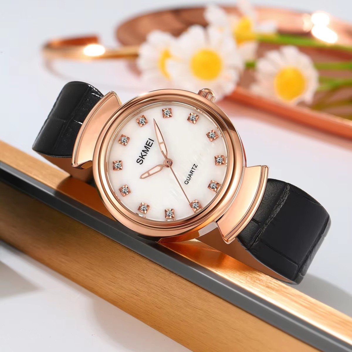 2165 (3) SKMEI - 2165 - Women Elegant Quartz Watch - Rosegold/White - Image 1