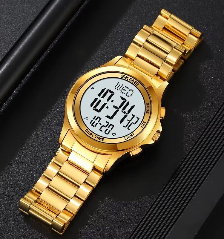 2271 (8) Skmei - 2271 - Digital Dual Time Men's Stainless Steel Watch - gold - Image 3