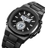 Skmei - 2279 - Dual Time Stainless Steel Watch - black-white - Image 2