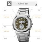 Skmei - 2279 - Dual Time Stainless Steel Watch - silver/green - Image 5