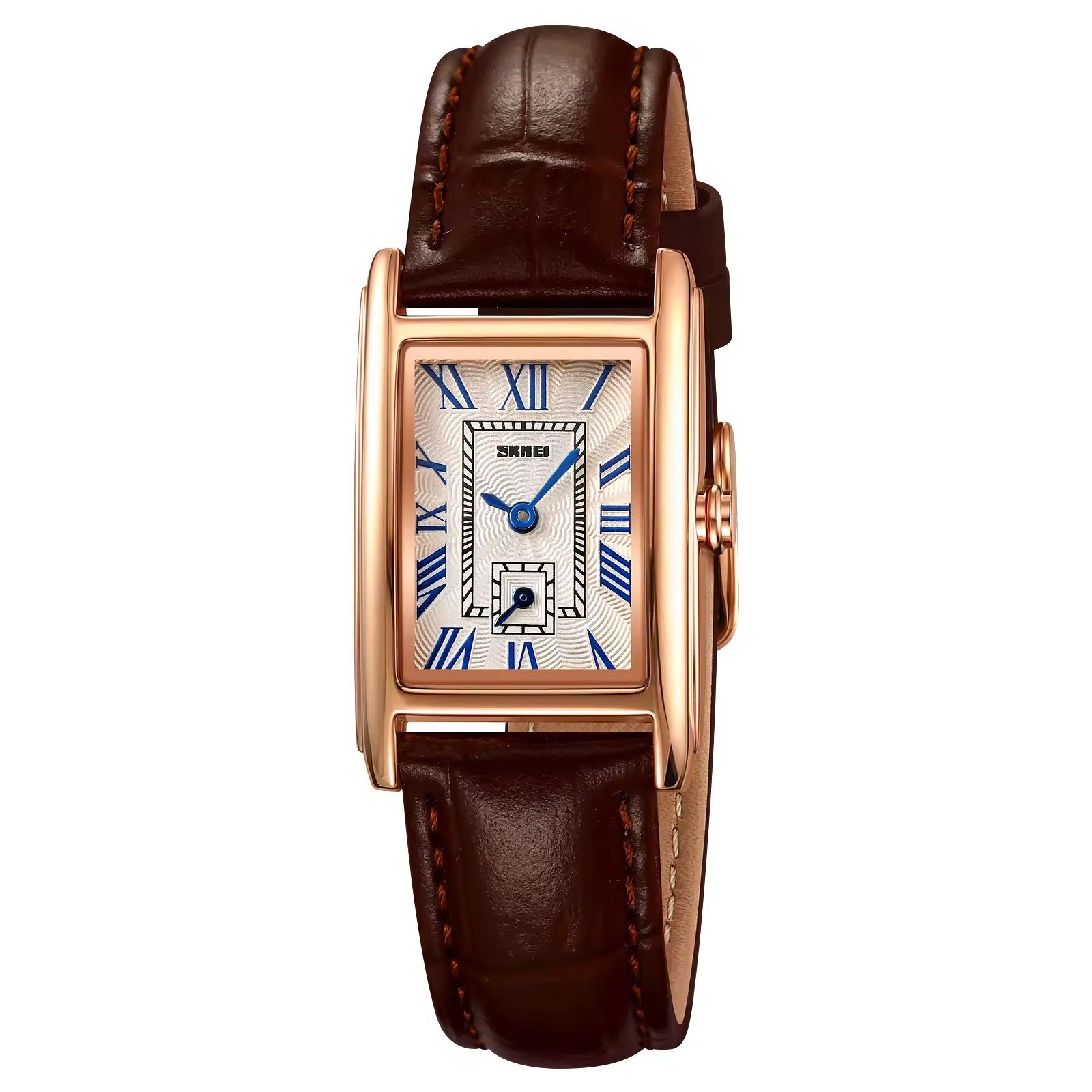 2297 (1) SKMEI - 2297 - Women Down Second Leather Strap Quartz Watch - rose gold/brown - Image 3