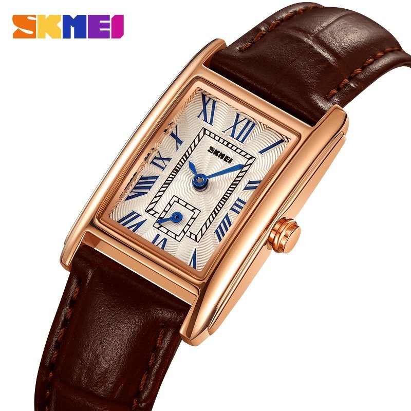 2297 (3) SKMEI - 2297 - Women Down Second Leather Strap Quartz Watch - rose gold/brown - Image 4