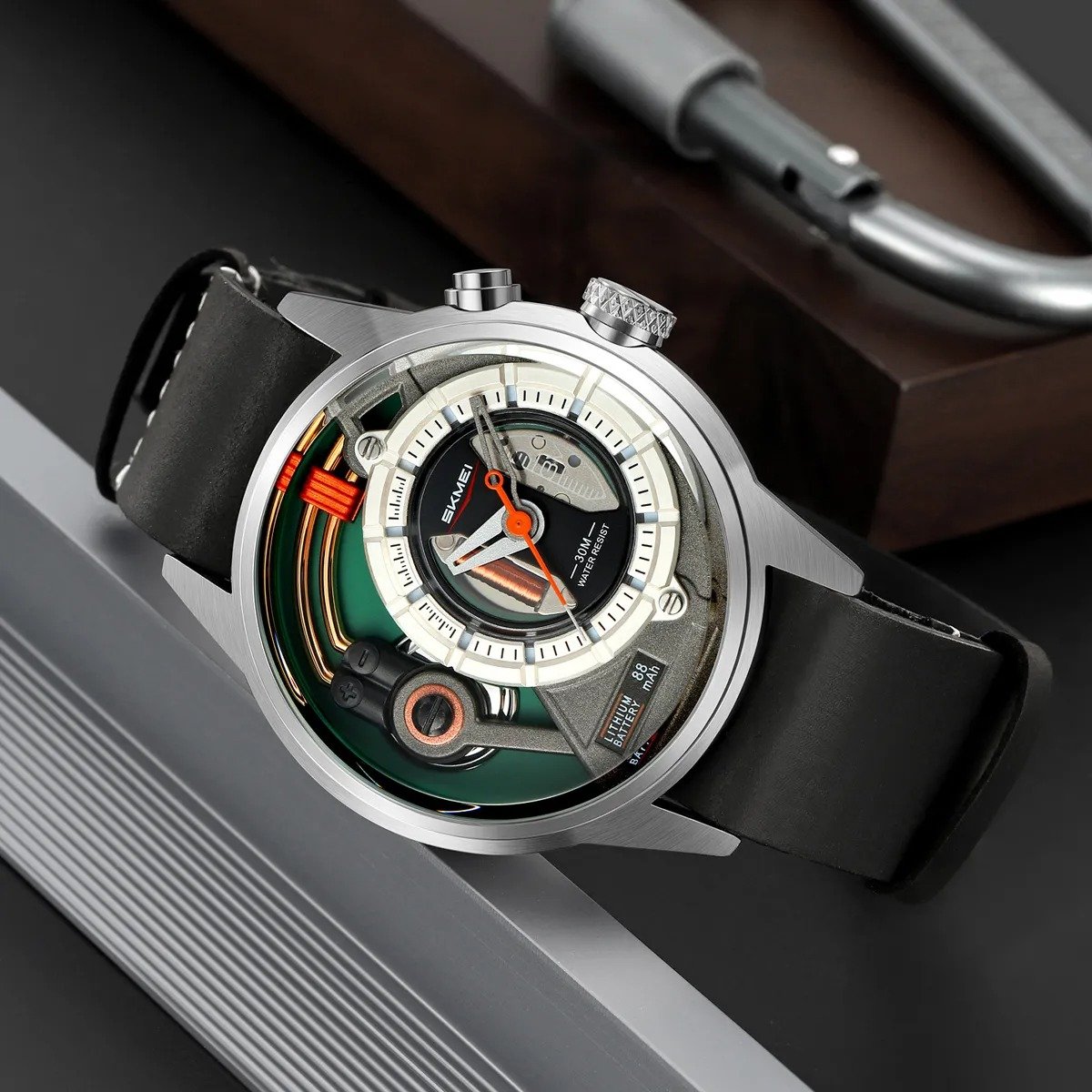 2333 (4) SKMEI - 2333 - Futuristic Analog Watch - silver/brown - Image 4