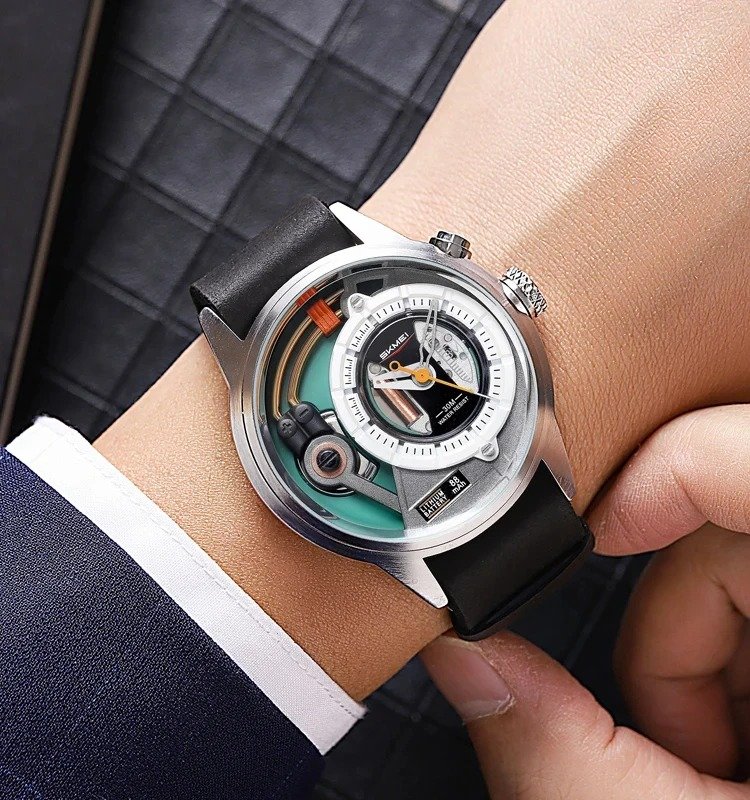 2333 (6) SKMEI - 2333 - Futuristic Analog Watch - silver/brown - Image 5