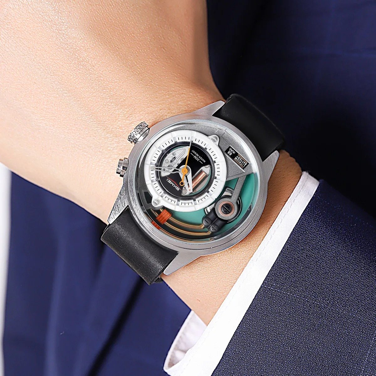 2333 (7) SKMEI - 2333 - Futuristic Analog Watch - silver/brown - Image 3