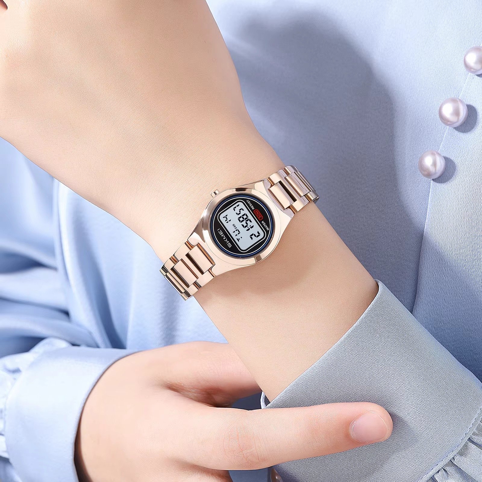 2334 (10) SKMEI - 2334 - Women Digital Stainless Steel Watch - rose gold - Image 3