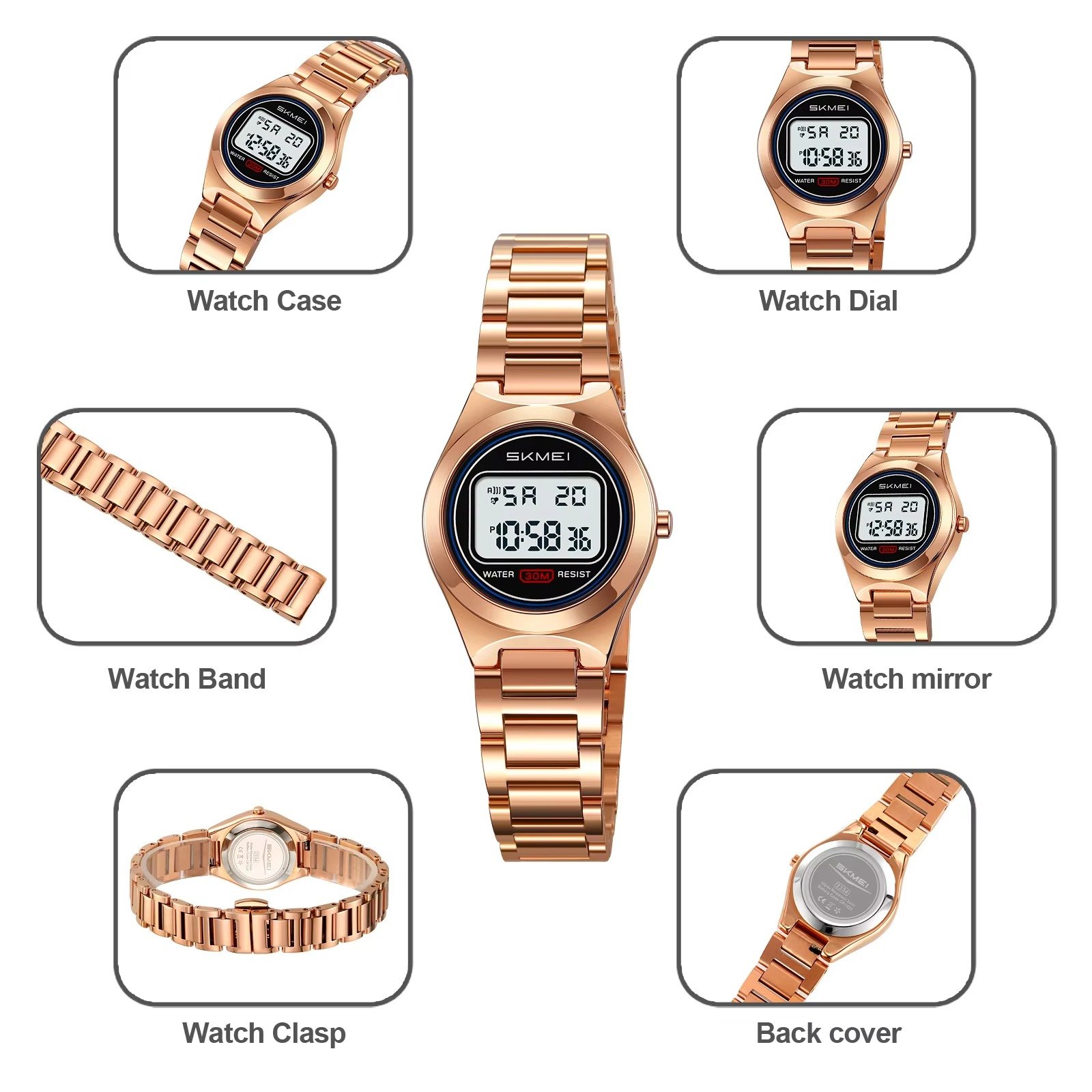 2334 (13) SKMEI - 2334 - Women Digital Stainless Steel Watch - rose gold - Image 5