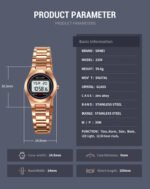 SKMEI - 2334 - Women Digital Stainless Steel Watch - rose gold - Image 6