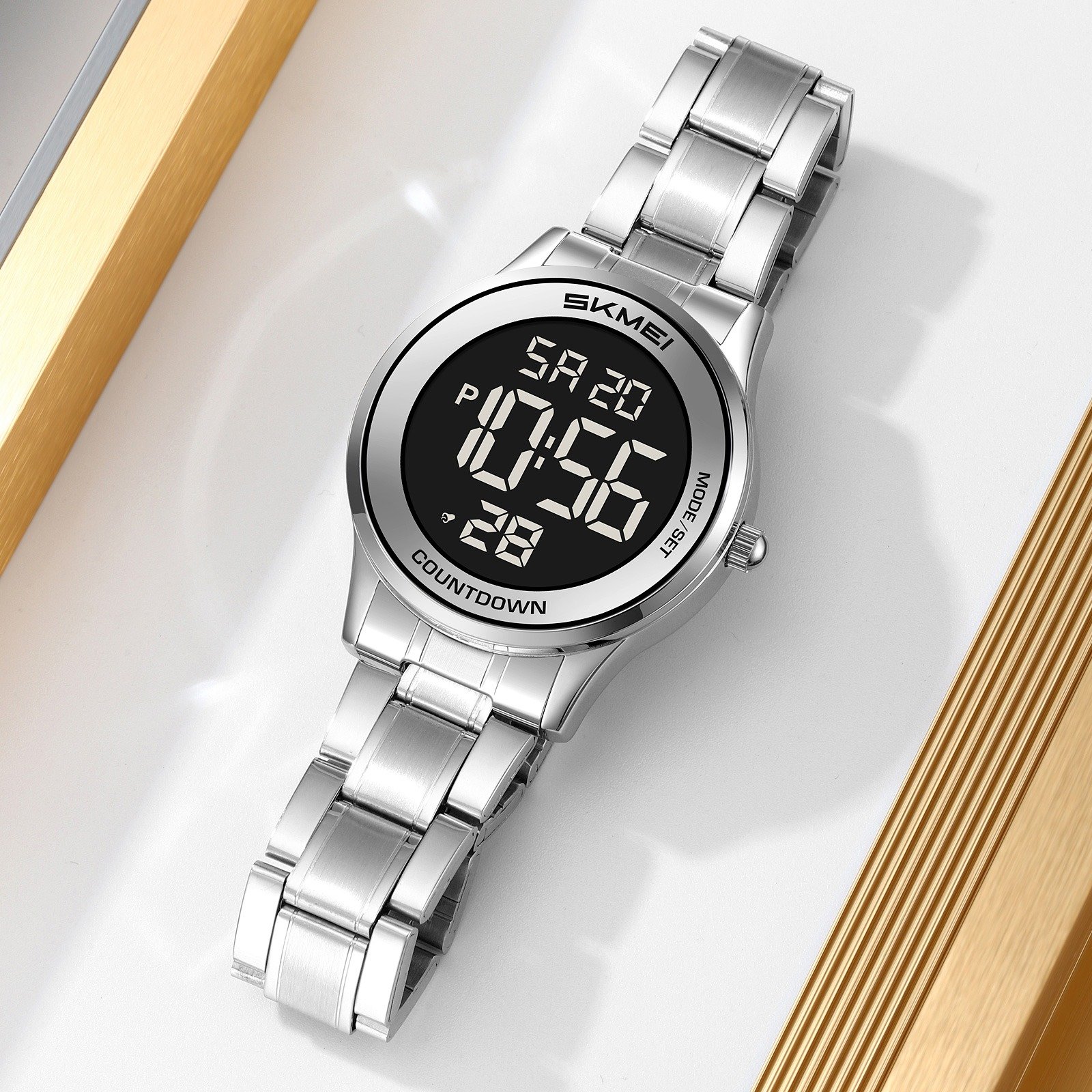 2425 (16) SKMEI - 2425 - Digital Classic Gents Digital Stainless Steel Watch - silver/black - Image 2