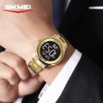 SKMEI - 2425 - Digital Classic Gents Digital Stainless Steel Watch - gold-black - Image 3