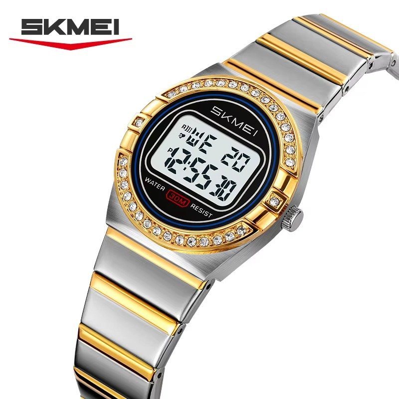 2446 (13) SKMEI - 2446 - Women Digital Stainless Steel Watch - gold/silver - Image 2