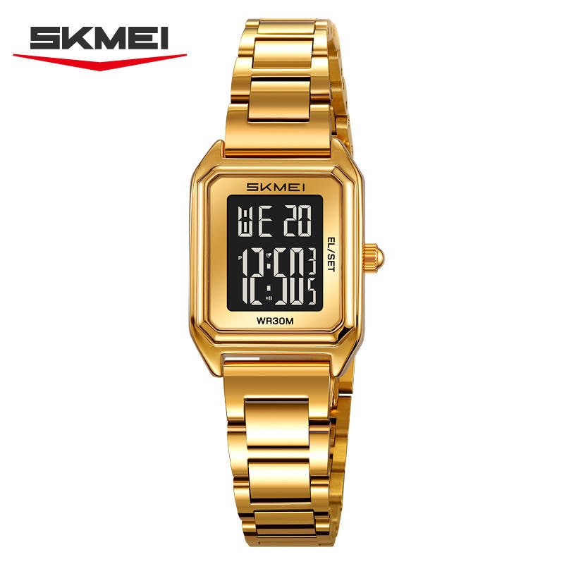 2493 (10) SKMEI - 2493 - Women Digital Stainless Steel Watch - gold/black - Image 3