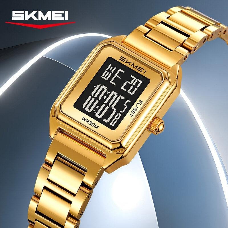 2493 (6) SKMEI - 2493 - Women Digital Stainless Steel Watch - gold/black - Image 2