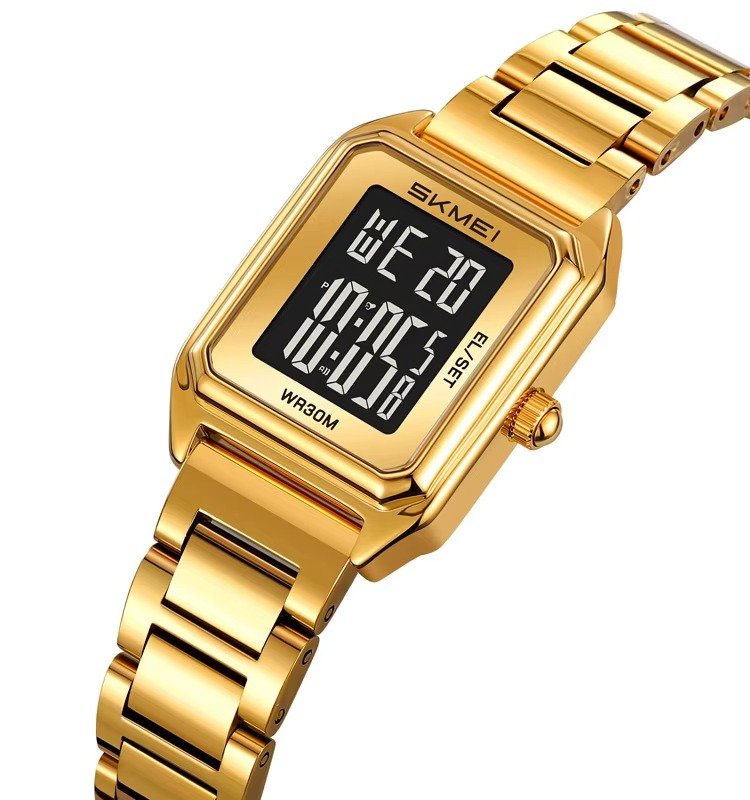 2493 (9) SKMEI - 2493 - Women Digital Stainless Steel Watch - gold/black - Image 4