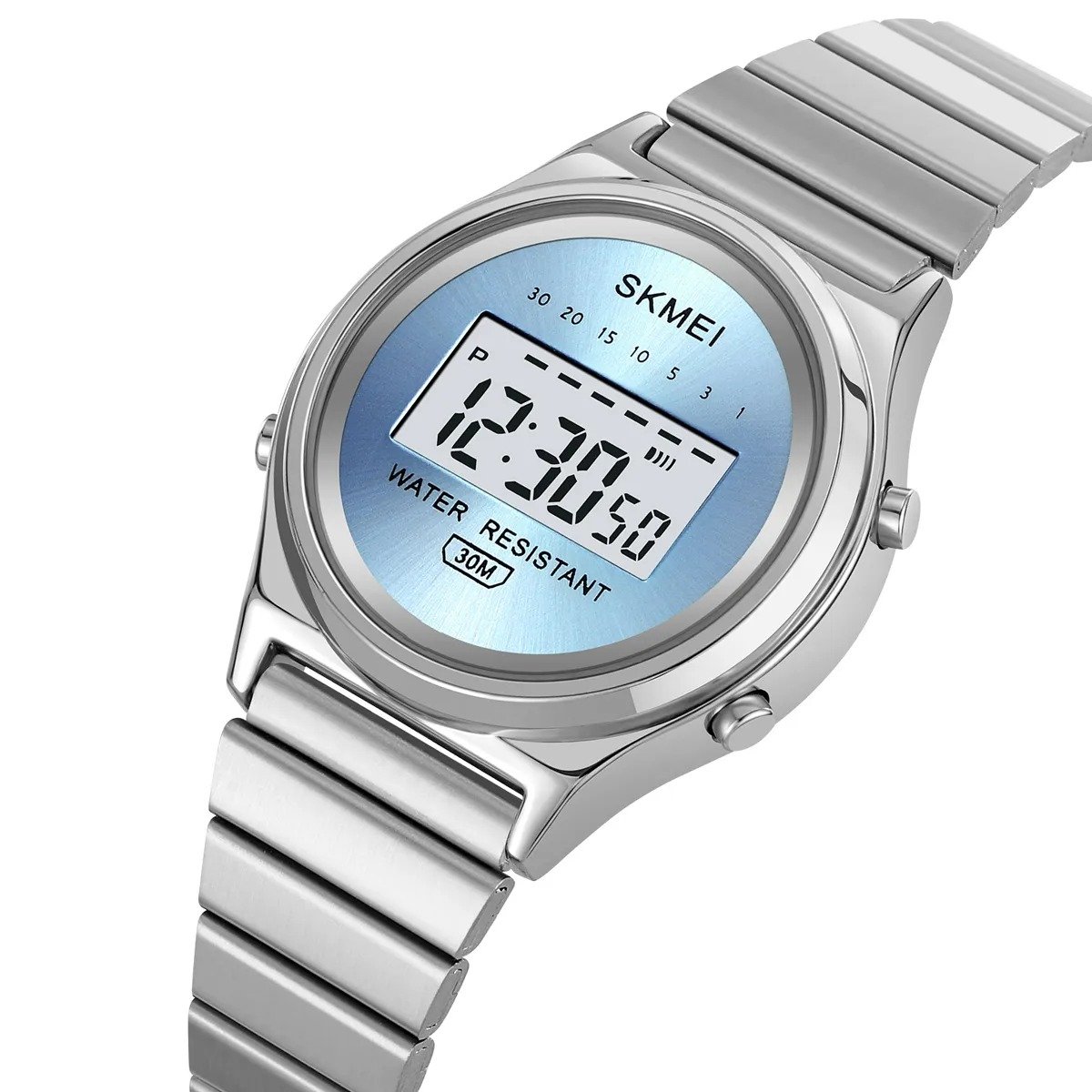 2521 (4) SKMEI - 2521 - Women Digital Stainless Steel Watch - silver/blue - Image 1
