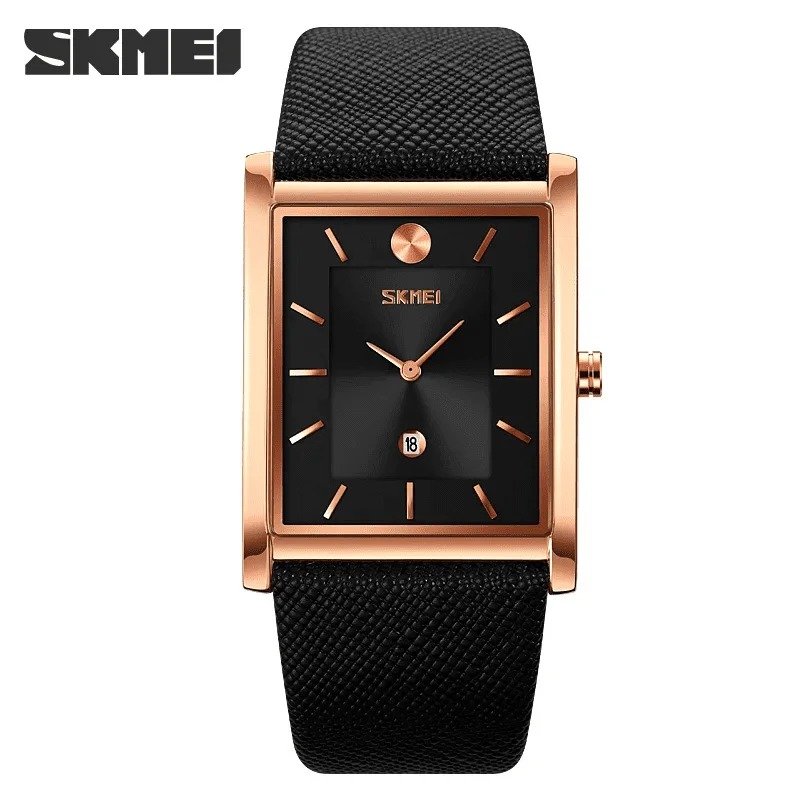 9256 (11) Skmei - 9256 - Genuine Leather Strap Japan Quartz - rose gold/black - Image 2