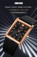 Skmei - 9256 - Genuine Leather Strap Japan Quartz - rose gold/black - Image 3