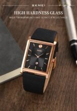 Skmei - 9256 - Genuine Leather Strap Japan Quartz - rose gold/black - Image 4