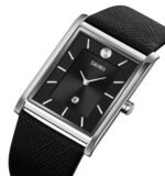 Skmei - 9256 - Genuine Leather Strap Japan Quartz - silver black