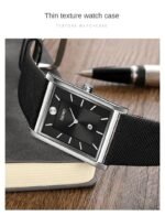 Skmei - 9256 - Genuine Leather Strap Japan Quartz - silver black - Image 2