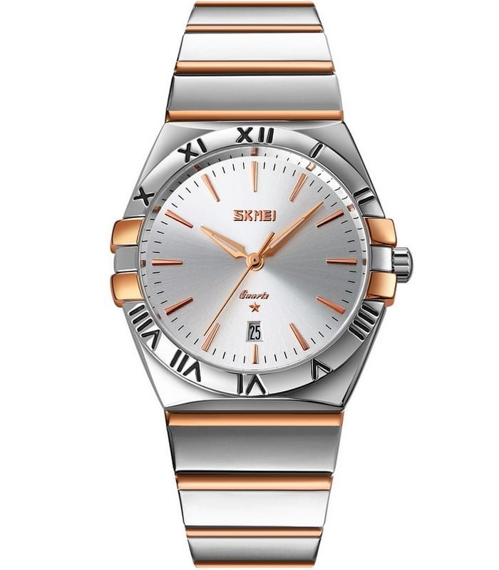 9257 (13) SKMEI - 9257 - Business Stainless Steel Band Men's Watch - rose gold/silver-silver (man) - Image 2